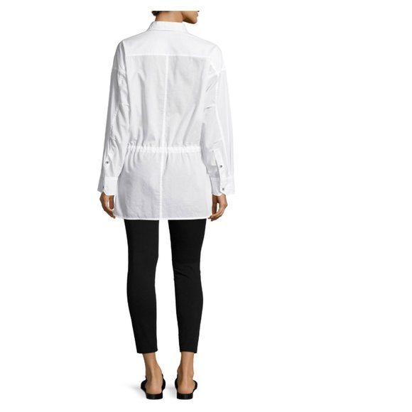 Helmet Lang Lawn Cotton Hidden Button-up White Shirt Size: Large - Picture 2 of 13